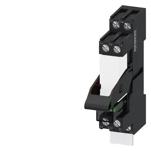 Relais embrochable complet, 2 contacts inverseurs, DC 24 V, module LED rouge, socle  d'enfichage standard, bornes à vis, brochage 3,5 mm