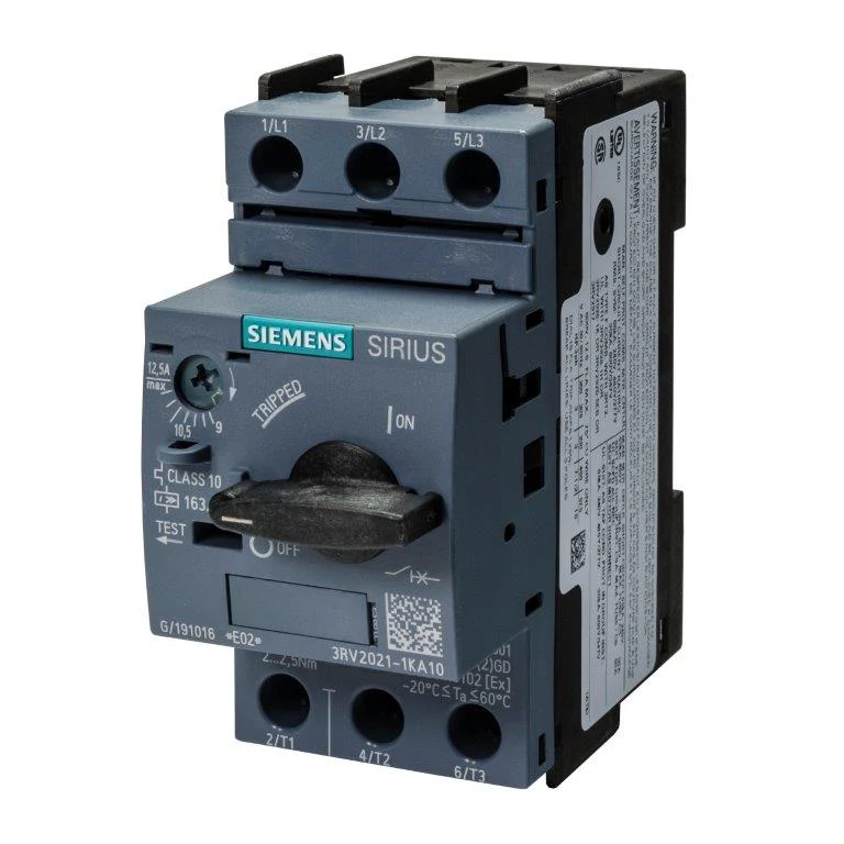 Disjoncteur de taille S0 pour la protection des moteurs, CLASSE 10 Déclencheur de surcharge à temps dépendant 9...12,5 A Déclencheur de court-circuit 163 A borne à vis pouvoir de coupure standard