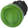 Voyant lumineux, 22 mm, rond, plastique, vert, lentille, lisse