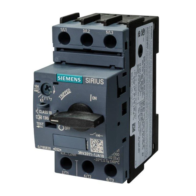 Disjoncteur taille S00 pour la protection du moteur, CLASSE 10 A déverrouillage 7...10 A N déverrouillage 130 A borne à vis Capacité de commutation standard