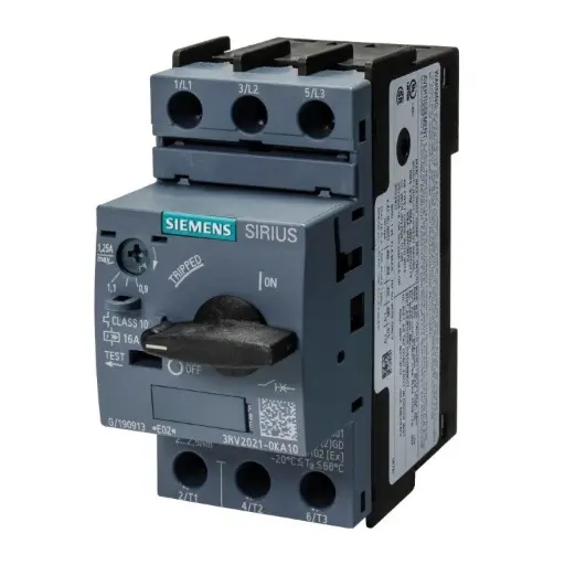 [3RV2021-0KA10] Disjoncteur de taille S0 pour la protection des moteurs, CLASS 10 Déclencheur de surcharge à temps dépendant 0,9...1,25 A Déclencheur de court-circuit 16 A Borne à vis pouvoir de coupure standard