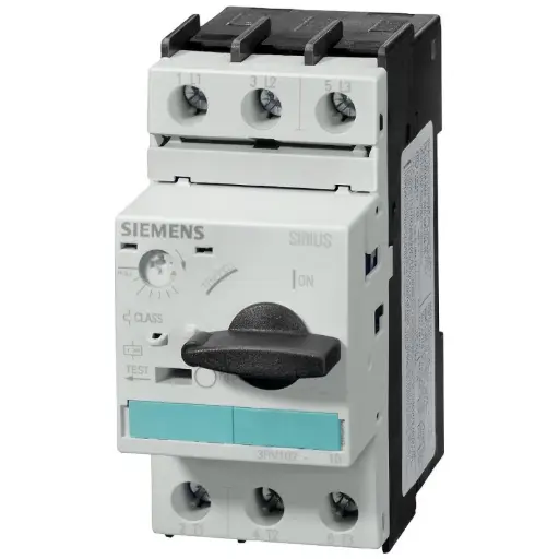 [3RV1421-1GA10] Disjoncteur de taille S0 pour la protection transfo Déclencheur de surcharge à temps dépendant 4,5...6,3 A Déclencheur de court-circuit 130 A borne à vis pouvoir de coupure standard !!! Produit en fin de vie !! Le successeur est SIRIUS 3RV2 Successeur préféré : >>3RV2411-1GA10<<