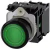 [3SU1102-0AB40-1BA0] Bouton-poussoir lumineux, 22 mm, rond, plastique, vert, Bouton, plat, sans maintien, avec support, 1S, Module LED avec LED intégrée 24 V CA / CC borne à vis