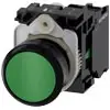 [3SU1100-0AB40-1BA0] bouton, 22 mm, rond, plastique, vert, Bouton, plat, sans maintien, avec support 1S, borne à vis
