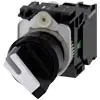 [3SU1100-2BF60-1BA0] Commutateur à manette, éclairable, 22 mm, rond, plastique, blanc, Manette, court, 2 positions de commutation O-I, à accrochage, 10:30h/13:30 h, avec support, 1S, borne à vis