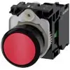 [3SU1100-0AB20-1BA0] Bouton, 22 mm, rond, plastique, rouge, Bouton, plat, sans maintien, avec support 1S, borne à vis